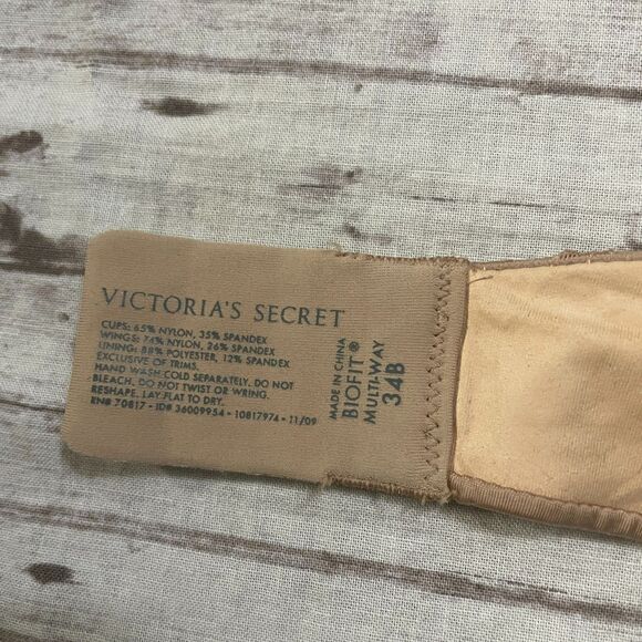 Victorias Secret Womens Bra Size 34B Beige Biofit Multi Way Strapless Underwire - Picture 7 of 7